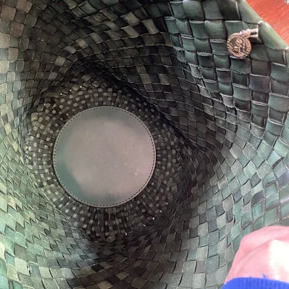 Dragon Diffusion Egola forest Green Woven Leather Tote - Picture 5 of 15